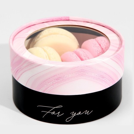 Makarun box, confectionery packaging tube with a window, for you 12 x 12 x 5 cm-3