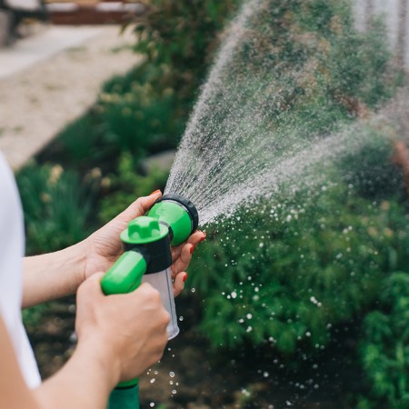A pistol for watering, 8 modes, with a sink flask, a quick -sitting connection, plastic-8