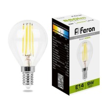Лампа светодиодная Feron, E14, 9 Вт, 230 В, белый свет