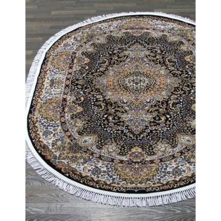 Oval Merinos shahreza carpet, size 160x220 cm, color Navy
