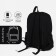 A backpack with a zipper, 4 outer pockets, black color