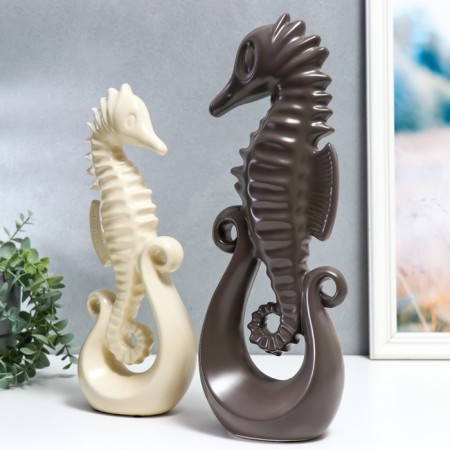 Souvenir ceramics "sea skates" matte chocolate and cream set 2 pcs 38.5x8.5x13.5 cm-4