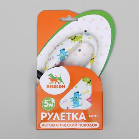Рулетка "Лапа", 5 м, до 35 кг, принт собаки-3