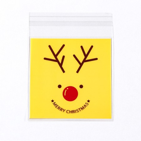 BOPP package with sticky tape, "Happy Christmas", 10 x 10+3cm-3