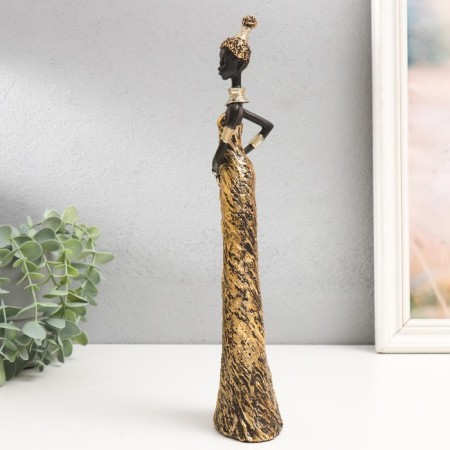 Souvenir Polystone "African in a golden dress" 31.5x8x5.5 cm-3