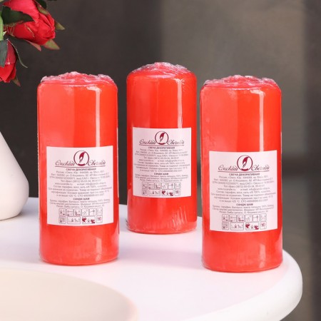 Candle cylinder, 5x11.5 cm, set 3 pcs, red-3