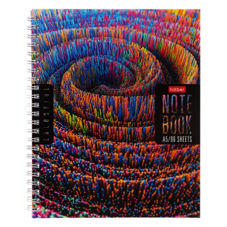 A notebook of 96 sheets in a cage on the crest "Colorful Line", cover Cardon, perforation for separation, block 65 g/m2, mix-5