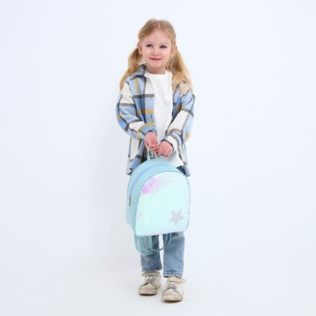 Baby backpack for a girl with segments "Star", lightning department, blue color-6
