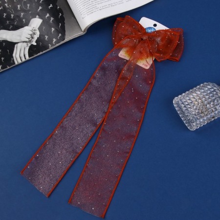 Hair clip "Schoolgirl" bow point, 12x30 cm, red