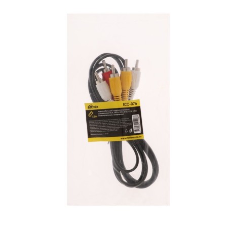 Audio/video Ritmix RCC-076, 3XRCA (M) -3XRCA (M), 1.5 m, black-1