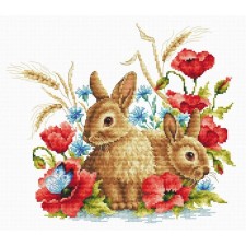 Cross stitch on a canvas with a patterned pattern