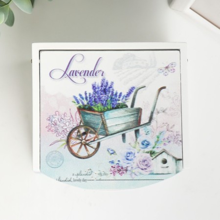 Casket wood with a mirror "Lavender trolley" 10.5x10.8x7 cm-4