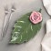 Ceramic serving dish "leaf with rose", 27 × 14 × 4.5 cm, green-pink color