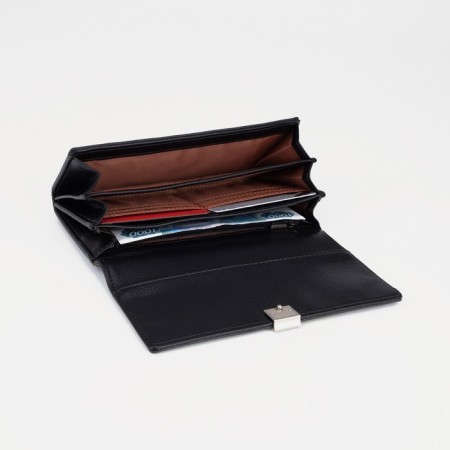 Women's wallet on the button, black color-3