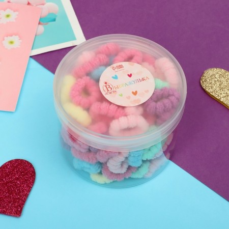 Hair elastic band "Baby" (set of 100 pcs) Assorted, 2 cm, mix-1