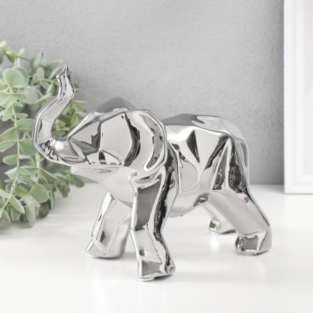 Souvenir Ceramics "Geometry. Elephant" silver 11x26x18 cm-2