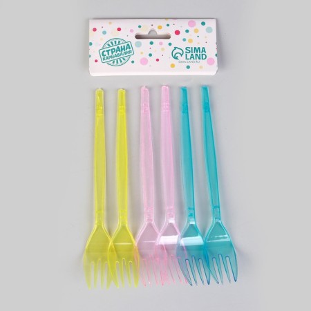 Plastic forks, set 6 pcs., Mix colors-2