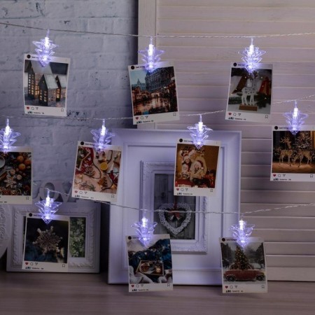 Garland “thread” 4.5 m with nozzles “clothespins”, IP20, transparent thread, 20 LED, white glow, 220 V