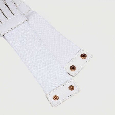 Women's belt, width 11 cm, elastic band, buttons, white color-2
