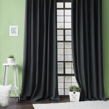 Set of curtains "Jerry", size 140 x 270 cm - 2 pcs, grab - 2 pcs, color wet asphalt