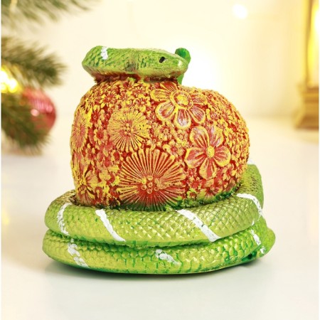 The piggy bank "Snake on the apple" Red apple, 10x11cm-2