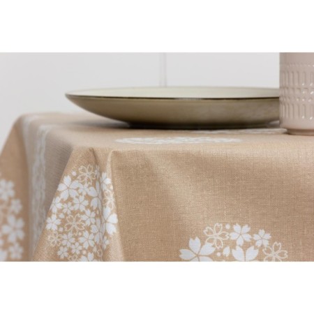 MEIWA tablecloth, round, 152 cm, beige color-1