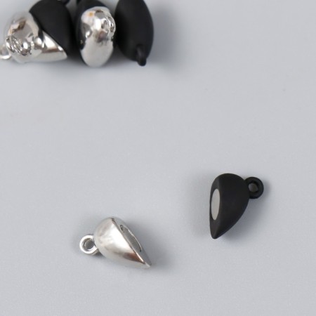 Magnetic metal lock "heart" black and silver 2 pcs 1.2x1.2 cm-1