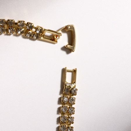 Bracelet with rhinestones "shine" 2 rows, white color in gold, 18cm-1