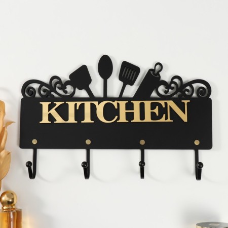 Decorative tree hooks "kitchen accessories" black, mirror 4.3x34x22.3 cm