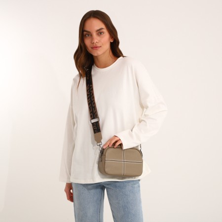 Female bag, cross-body, on lightning, khaki color-8