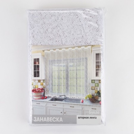 Штора на шторной ленте 245х165 см, цв. белый, 100% п/э, арт.М490б-4