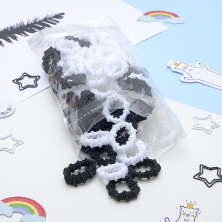 Hair elastic band "Mahrushka" (set of 100 pcs) classic, 3 cm, black and white