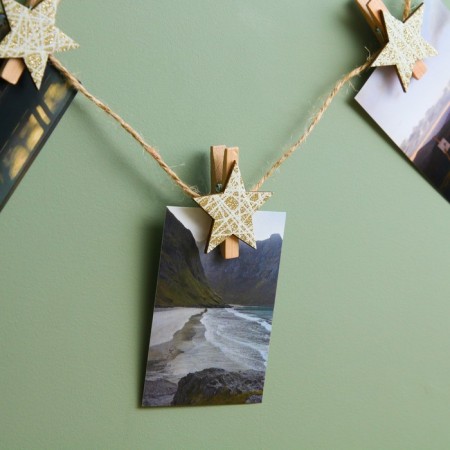 Set of decorative clothespins "Stars" 12 × 8 cm, set 6 pcs., Golden-1