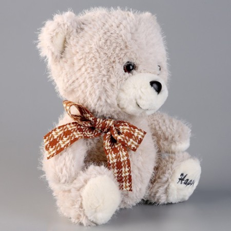 Soft toy "Bear" with a bow, 24 cm, beige-1
