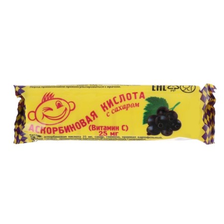 Ascorbic acid with sugar, currant, 10 pcs 3 g