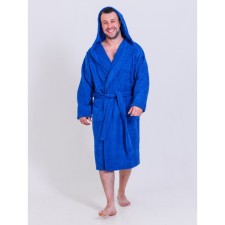 Male dressing gown with a hood, size 56-58, the color of the cornflower
