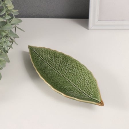 Souvenir Ceramics stand "Forest leaf" Green 20.5x8.5x2 cm-3
