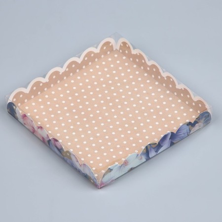Cookie box, confectionery packaging with PVC lid, “for you”, 21 x 21 x 3 cm-1