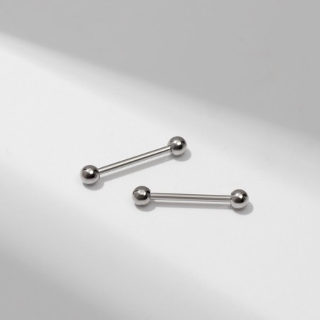 Piercing in the eyebrow “bar” classic, l = 15 mm, d = 3 mm, pair, color silver