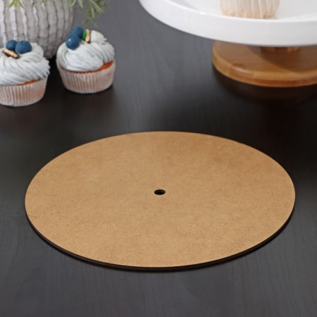 The cake substrate with a hole, d = 24 cm, h = 0.3 cm, the diameter of the hole 1 cm