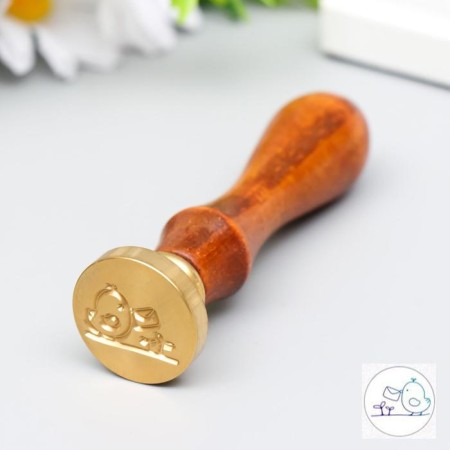 Printing for waxing with a wooden handle "chicken with a letter" 9x2.5x2.5 cm