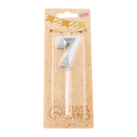 Candle in the cake on the skewer "Almaz", the number "7", silver, 4.8x2.6 cm-6