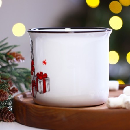 New Year! New Year's ceramic Corgi mug, 450 ml, white color-2