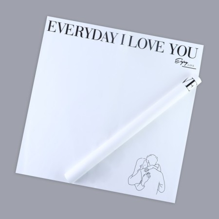 Flower film Two -way Packing "Love You", white, 56 x 56 cm