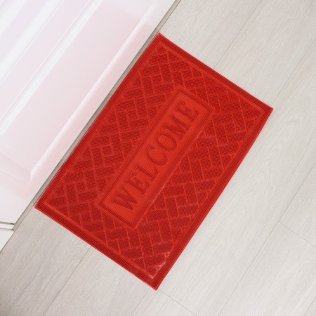Rug of the hazardous muddy share "Welcome. Bricks ", 40.5 × 60.5 cm, red color-3