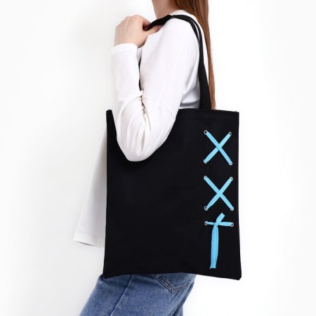 Shoper with tape, black color, 35 x 1 x 40 cm-2