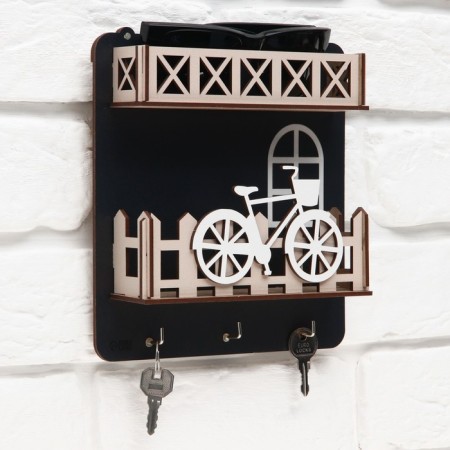 The keybox is wall -mounted with a shelf and a pocket, a bicycle, 19.2 x 20 cm.-1