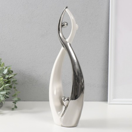 Souvenir Ceramics "Elegant Love" Silver-White 38x13x6 cm-2