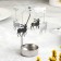 Candle rotating "carousel with deer", silver, metal