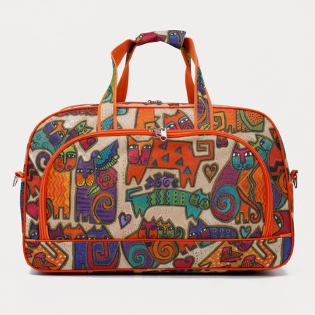 Road bag with lightning, 2 outer pockets, long belt, orange color/multi -colored color-1
